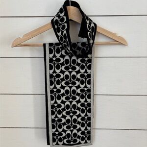 Coach Black and Silver Patterned Scarf/Headband Set